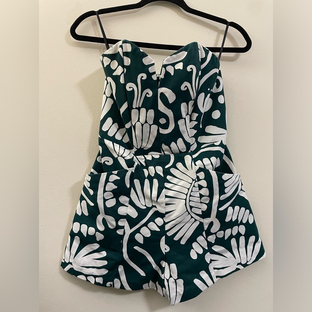 H&M Green and White Patterned Jumpsuit